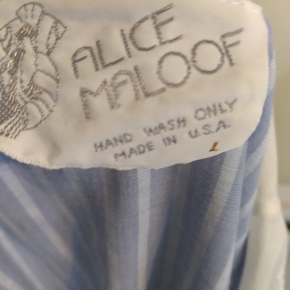 Alice Maloof robe Blue White Stripes Rope belt Sz L - Picture 7 of 11